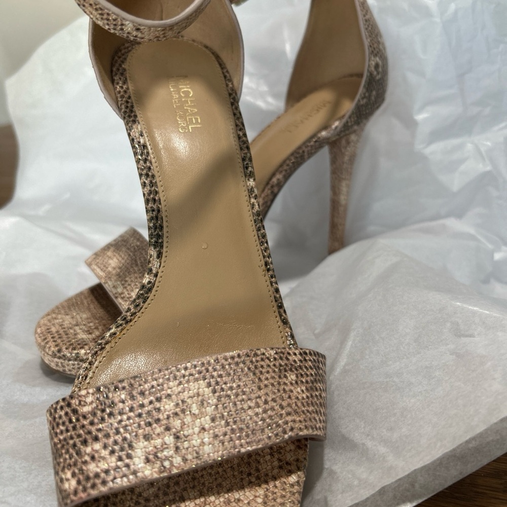 Michael Kors Snakeskin Pattern Heels - Beige